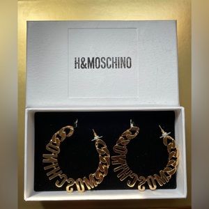 SOLD!! Moschino H&M gold hoop earrings